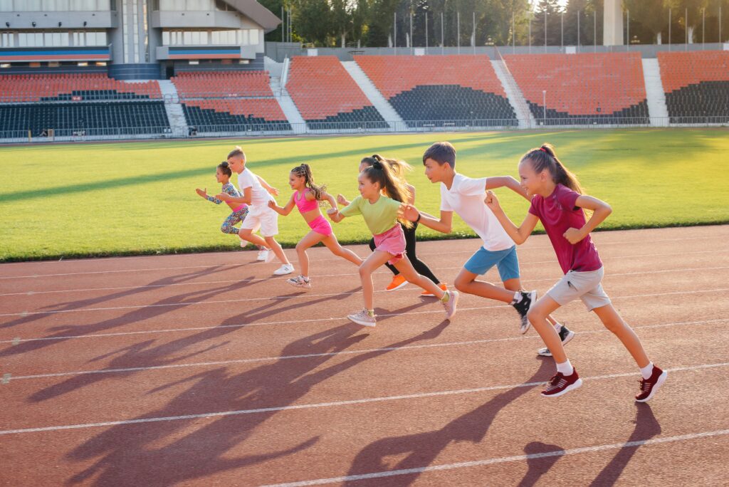 Stock image of children running